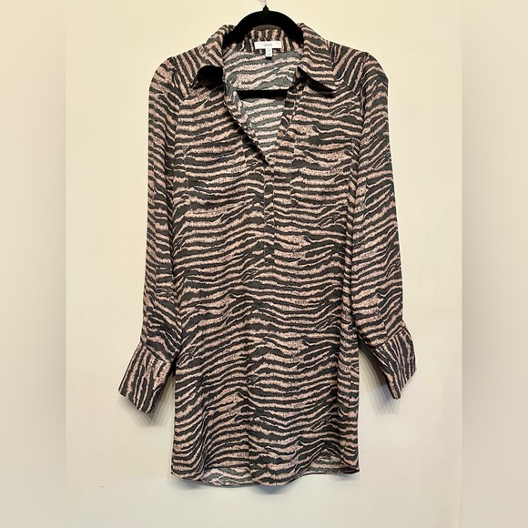 Joie Zebra Print Midi Dress - Black and Pink XS - Picture 1 of 5